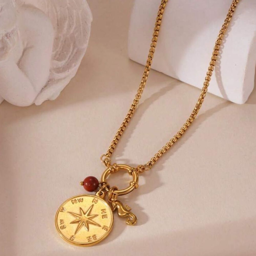 Gold Compass Necklace M526